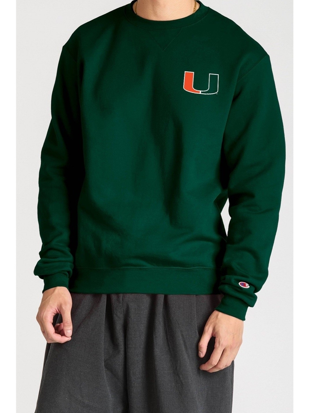 Champion NCAA Miami Hurricanes Crewneck Sweatshirt Unisex Large